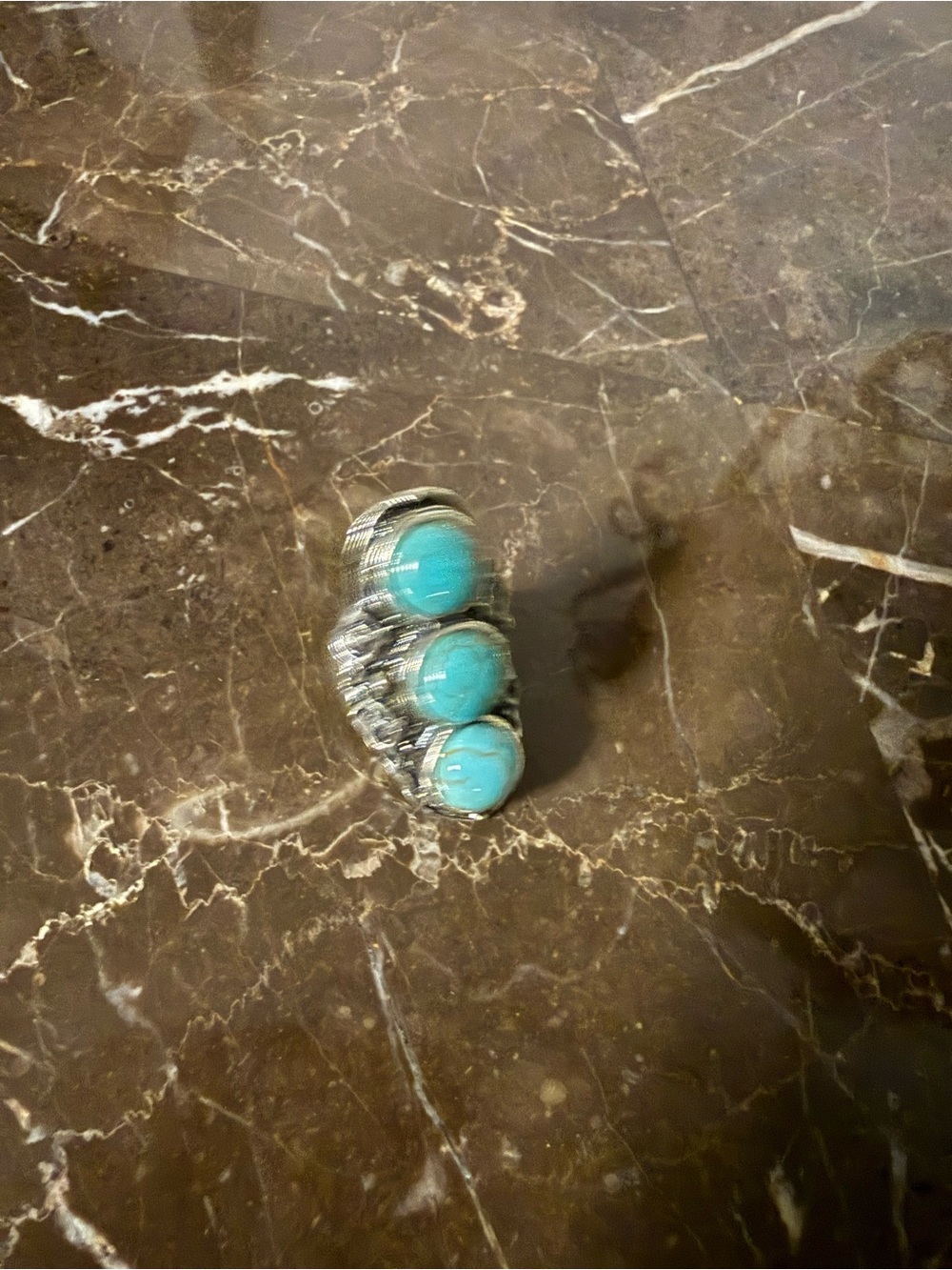 New York & Company Silver Ring with Three Turquoise Stones